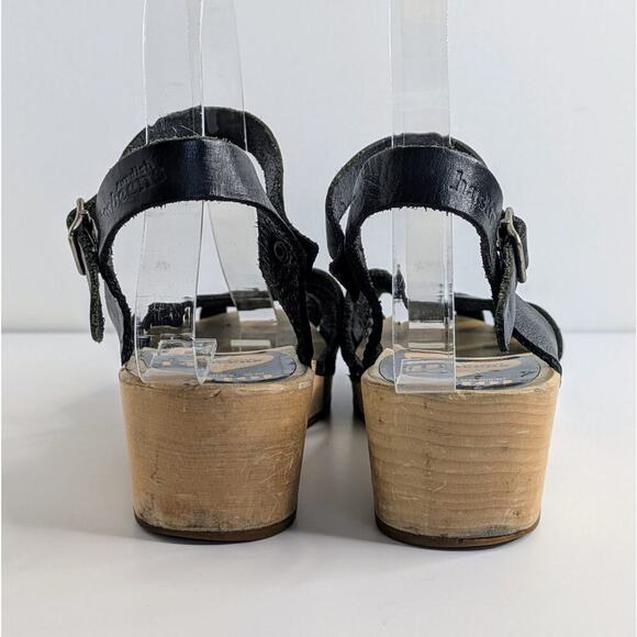 Swedish Hasbeens Shoes Cross Strap Debutant Womens EU 37 Black Leather Sandals - Picture 6 of 16